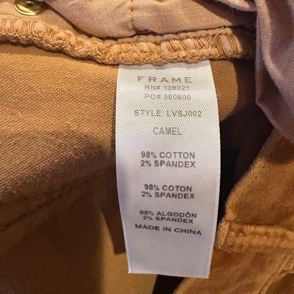 Frame Le Skinny De Jeanne Camel Velveteen Jean - Picture 11 of 11